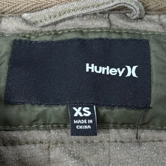 Hurley Men's Quilted Zip Hoodie Jacket XS Olive Green Brown Surf Skate Style - Picture 5 of 8